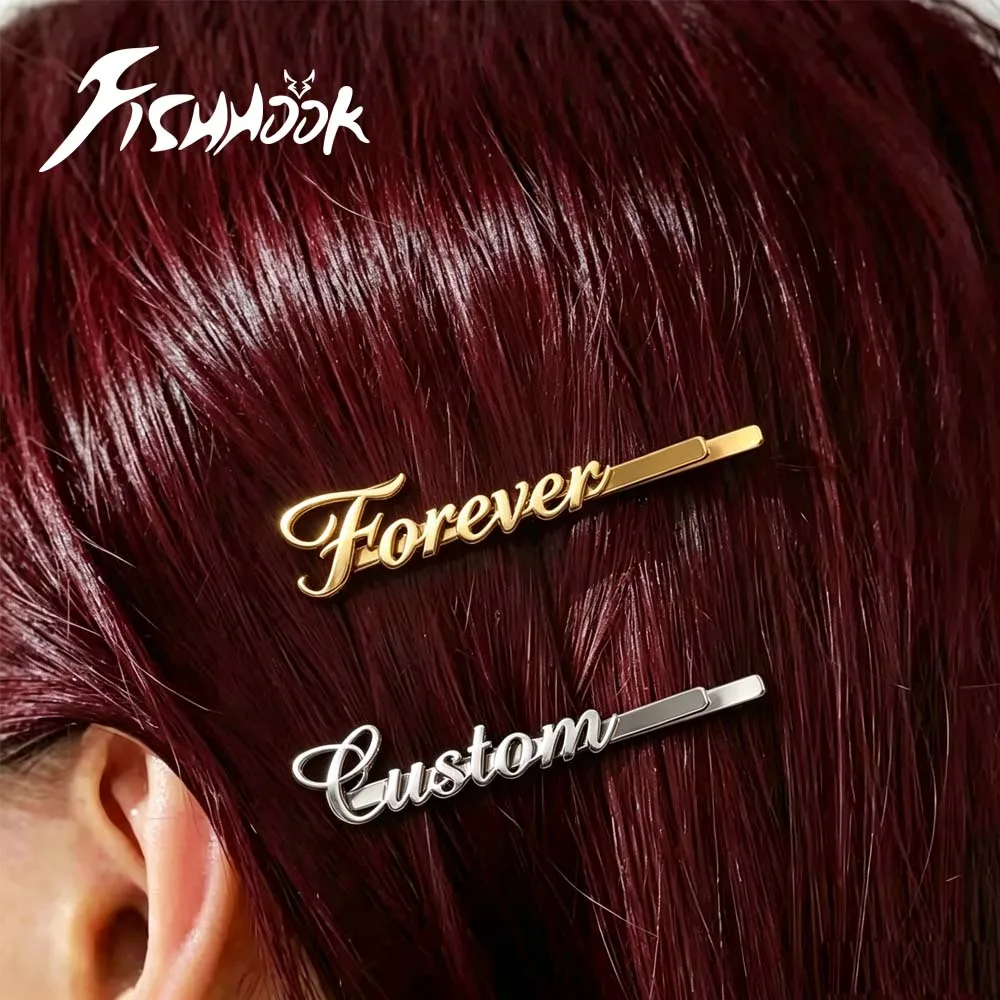 Personalized Barrettes Hairpins Name Tag Custom Bobby Pin Metal Badge Gift for Woman Girlfriend Men Stainless Steel Hair Jewelry