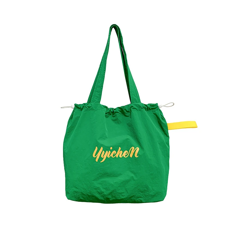 

Summer new drawstring nylon bag, casual style tote bag for women, commuter shoulder bag, large-capacity canvas bag