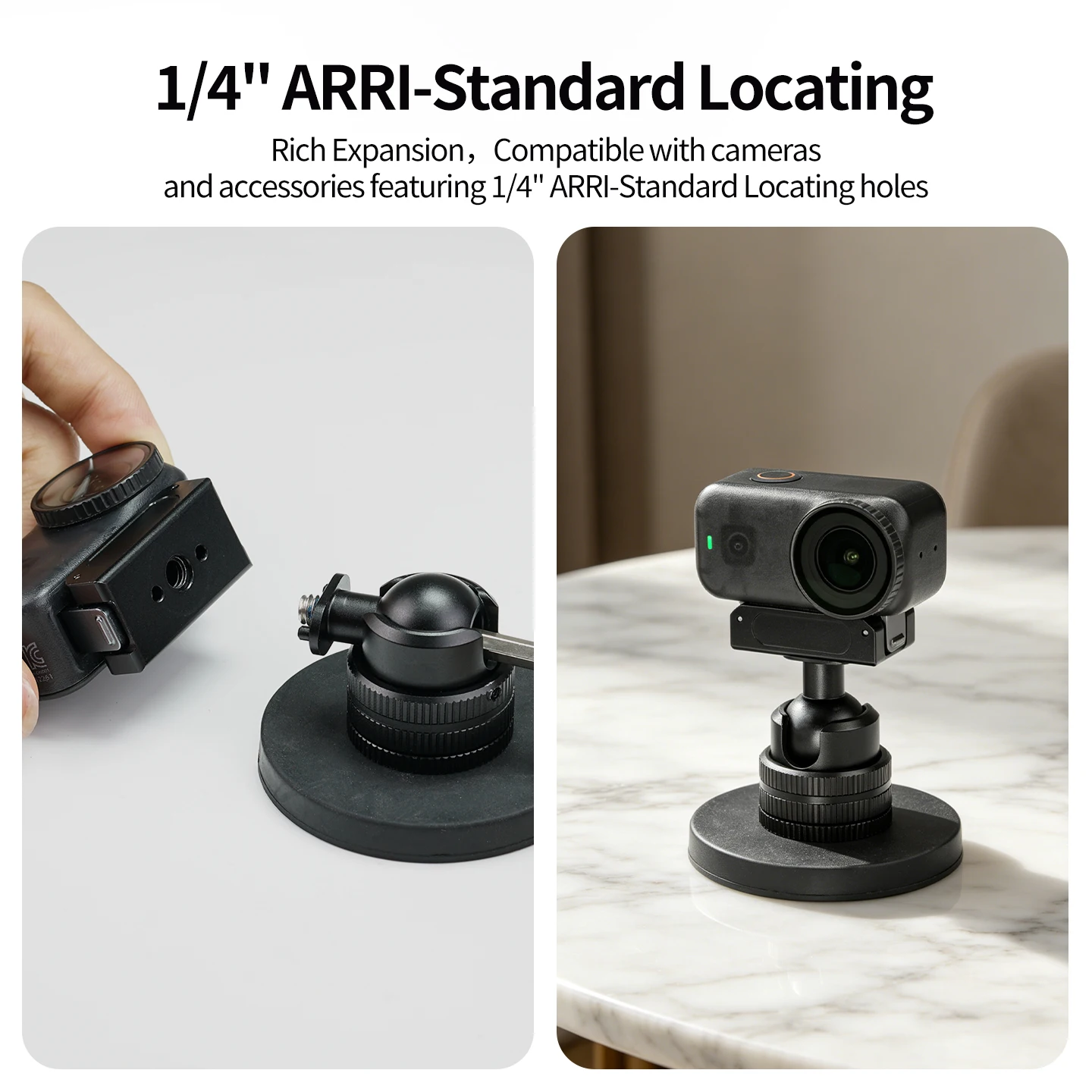 1/4-Zoll ARRI-Positionierungs-22-mm-Kugelkopf mit 66-mm-Magnetfuß für GoPro 13 12 DJI Osmo Action Kamera Halterung Vlog Stativadapter – Detail 5