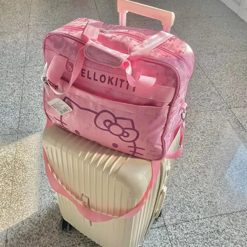 2 Style Hello Kitty Travel Bag Kawaii Anime Sanrio Large Capacity Messenger Luggage Bag Cute Aeroplane Travel Shoulder Bag Gifts