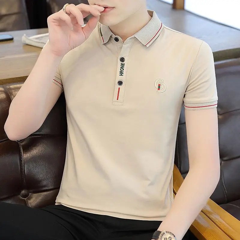 Fashion Lapel Solid Color Casual Polo Shirts Men's Clothing 2023 Summer New Oversized All-match Pullovers Tops Loose T-Shirt