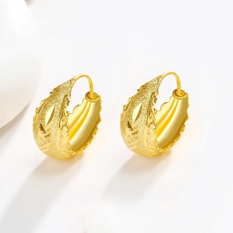 Classical 24K Gold Plated Earrings Ear Studs For Women Girl Gilding Nobility Earrings Charm Artwork Exquisite Jewelry