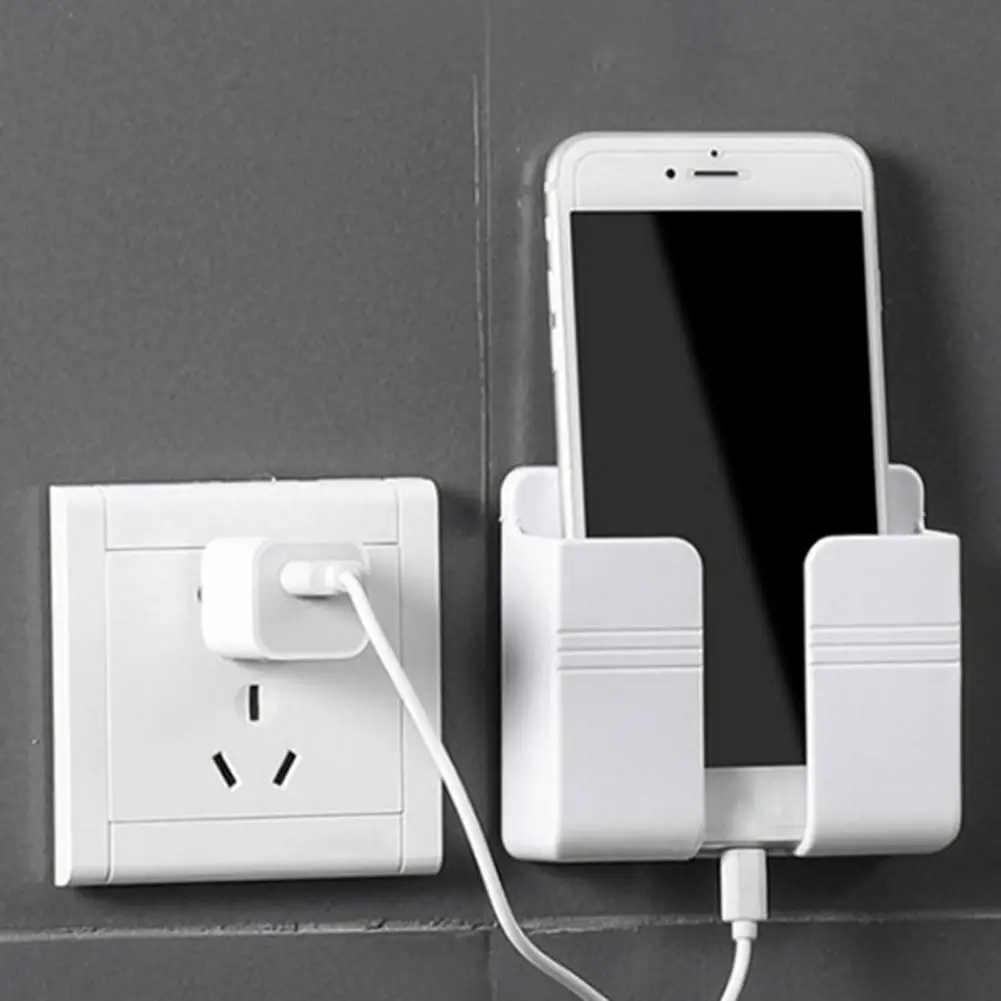 Soporte de almacenamiento multifuncional sin perforaciones, gancho Universal para cargador de teléfono inteligente montado en la pared para el hogar