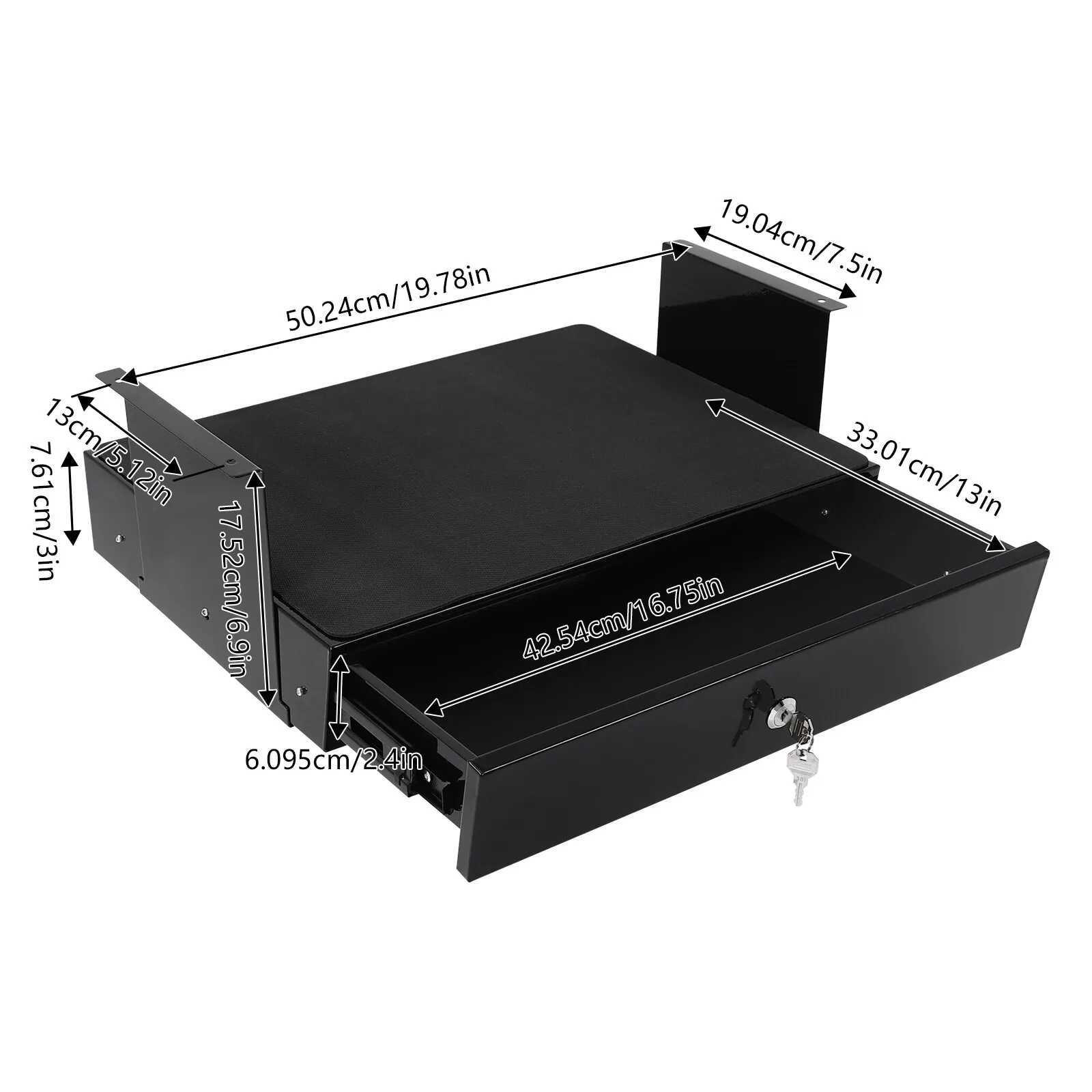 Under Desk Pull-Out Drawer, Anti-Corrosion Iron Frame, Maximizes Desk Space, Easy Installation, Organizes Items