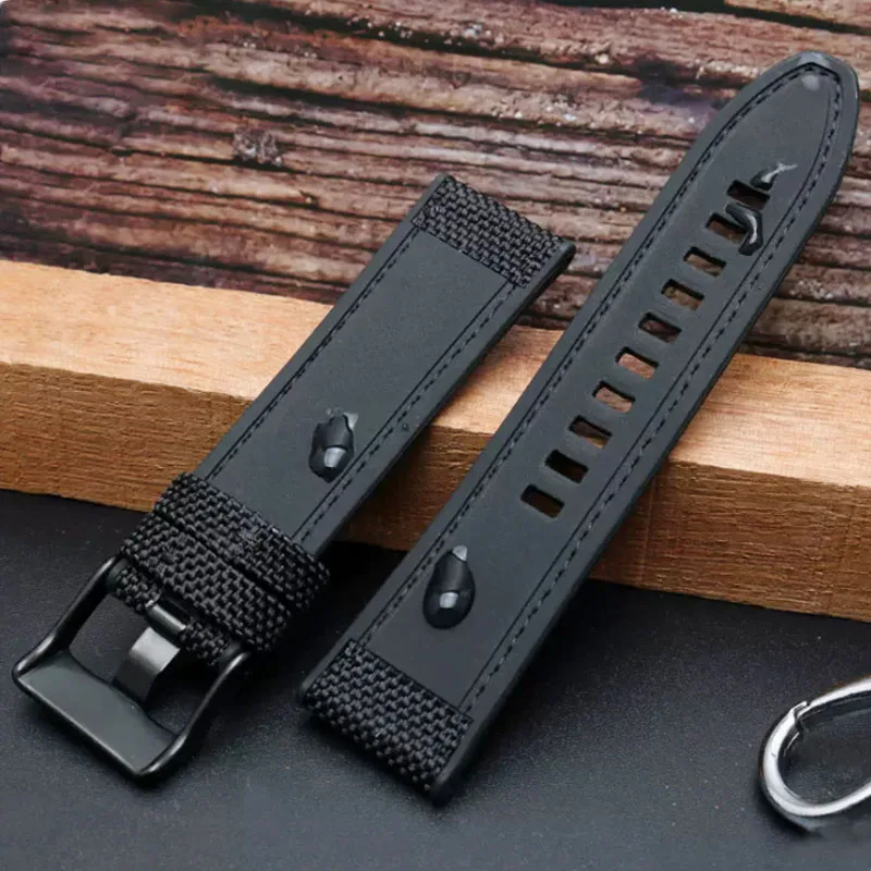 24mm 26mm 28mm Nylon Watchband For Diesel DZ4500 DZ4506 DZ7420 DZ4318 Silicone Bottom Waterproof Strap Men Wristban Black Green