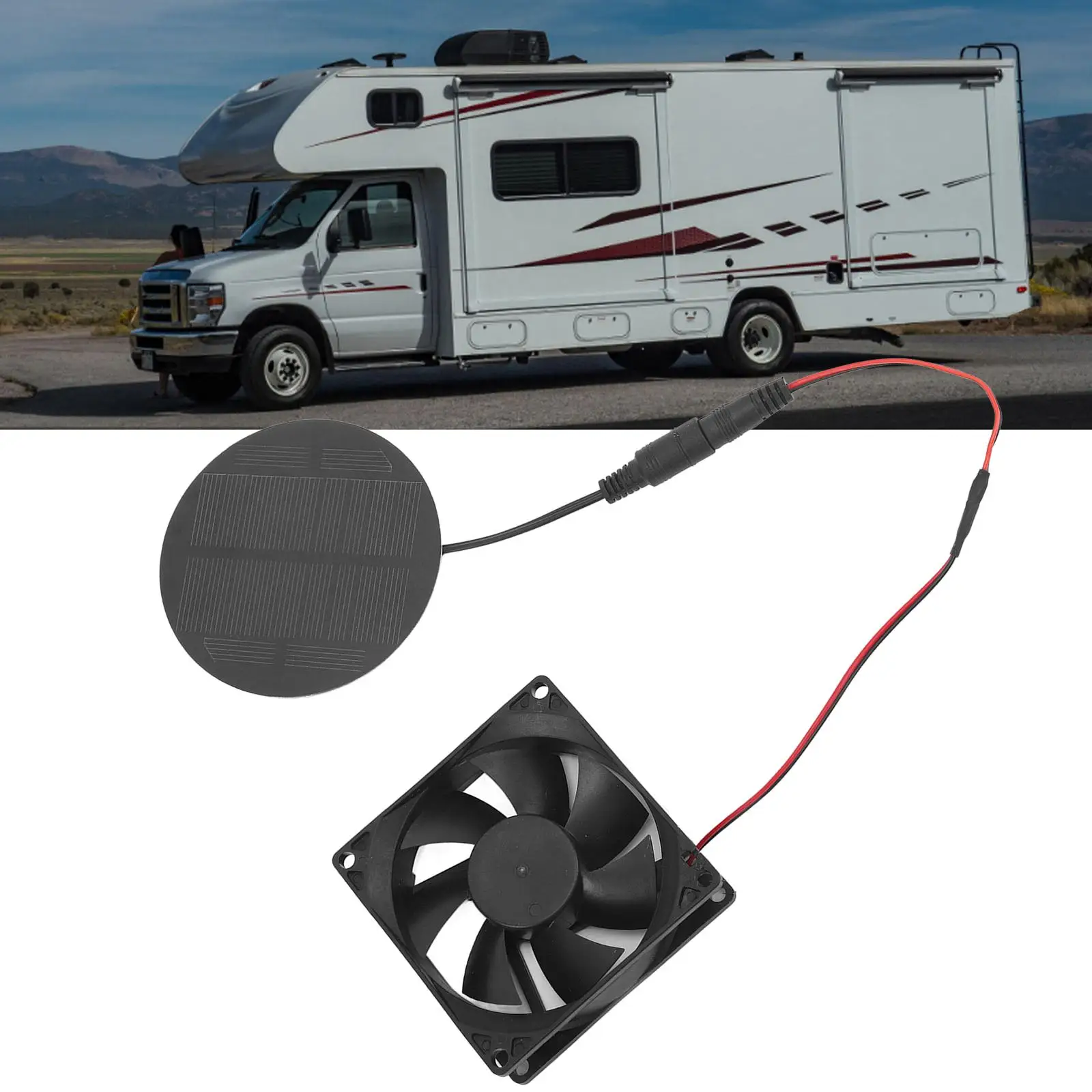 مروحة تعمل بالطاقة الشمسية ، جهاز تهوية خفيف الوزن ، توفير الطاقة للحيوانات الأليفة ، بيت الكلب ، منازل الأشجار ، حظيرة الدجاج ، يخت Shds ، في الهواء الطلق #3