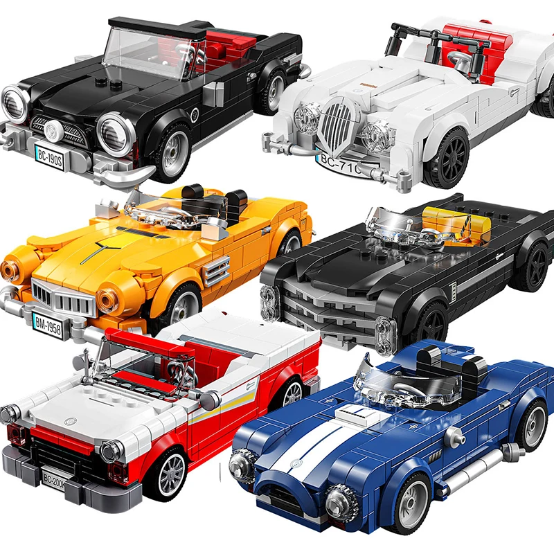 Technical Car Speed Champion Racing Vintage Car Building Blocks Sports City Vehicle Car Garage Off-road MOC Creative Toys