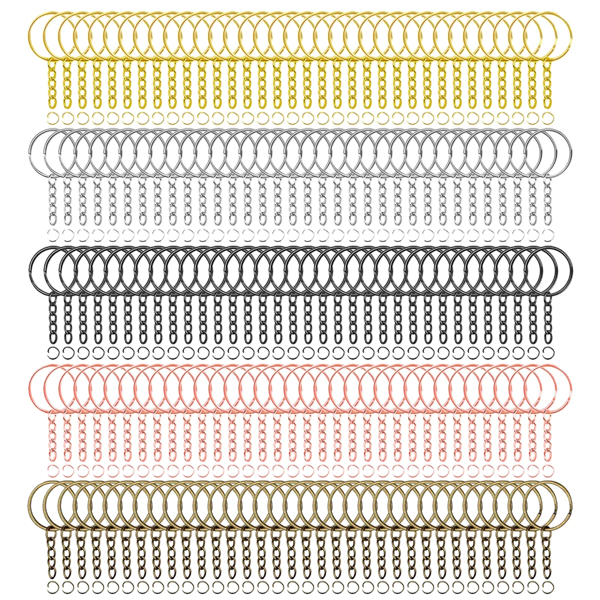 10/20/40 Sets Of Split Key Ring Kits With Chains and Jump Rings Jewelry Making Supplies For Keychains DIY Crafts Gifts