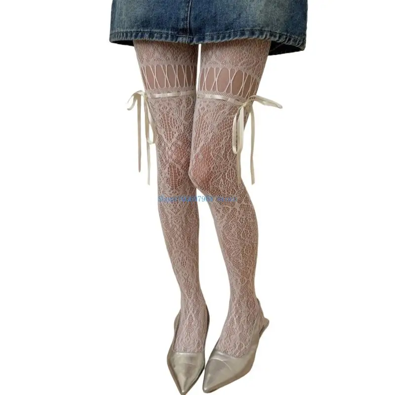 N7YF Dames Jarretellegordel Panty Patroon Visnet Dij Hoge Kousen Panty Hoge Taille Panty Jarretel Panty Geschenken