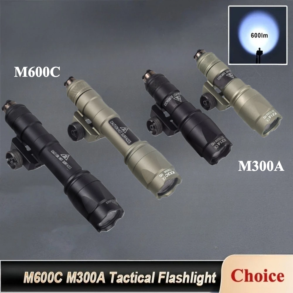 

Тактический светодиодный фонарик M600C M300A AR15 Scout Light Gun, аксессуары, подходят для рейки 20 мм с переключателем давления для охоты на открытом воздухе