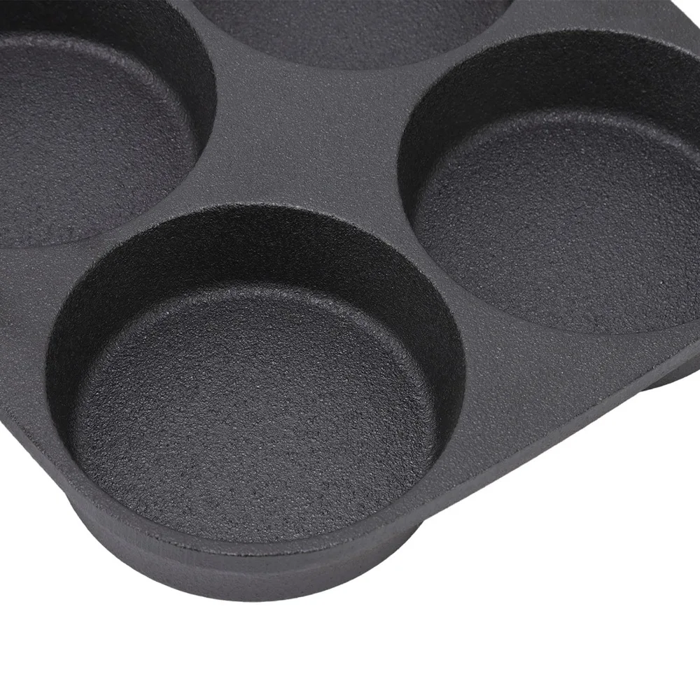 Cast Iron Egg Frying Pan Black Wooden Handle Cast Iron Skillet Hanging Loop Even Heat Omelet Pan for Gas Stove Induction Cooktop