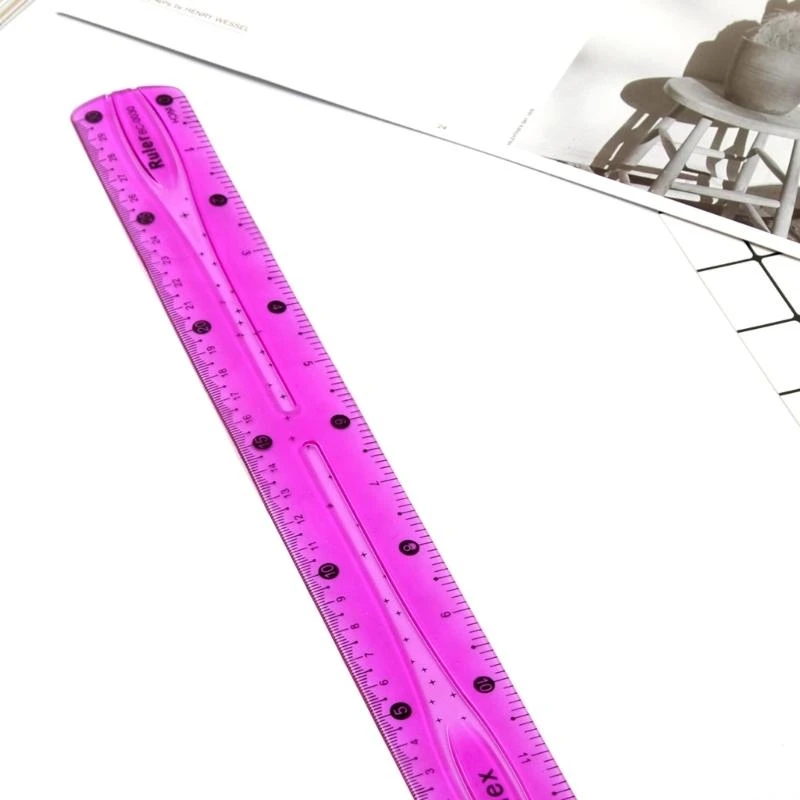 Règle Flexible colorée en plastique souple, règle droite transparente avec pouces métrique pour atelier, maison, école,