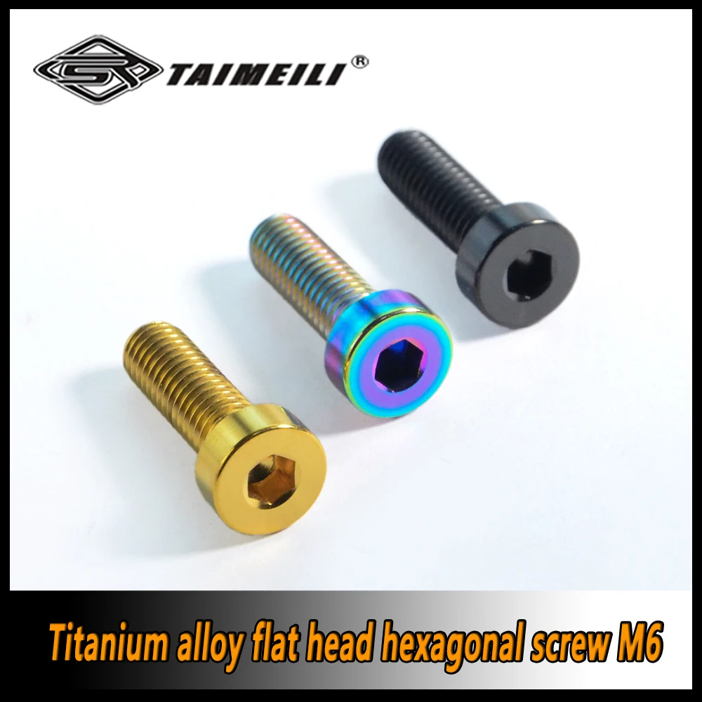 TAIMEILI Titanium Alloy Low Thin Head Hex Socket M6x15/20/30/35mm Motorcycle Bike Mod Replacement Fasteners 4/6/8/10Pcs