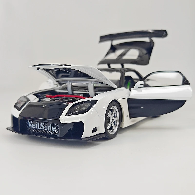 1: 24 simulation Mazda RX-7 FD3S alloy car model with doors that can be opened for steering, shock absorption, sound and light,