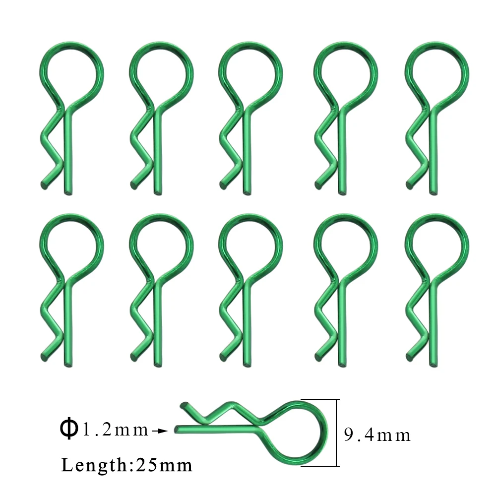 10pcs RC Car Metal Body Clip R Pin 1.0/1.2/1.4/1.5MM for SCX10 Wraith  TRX4 TRX6 HSP HPI Redcat TT02 CC01 MST Spare Parts