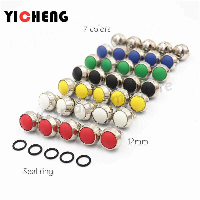 

5Pcs 12mm waterproof instant 1NO ball button switch screw terminal self reset button metal push button switch 7colors spherical