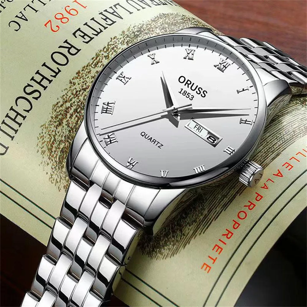 Men's watch atmospheric class gentleman business all durable handsome double calendar simple men's watch
