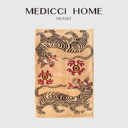 Medicci Home Tiger con lingotti d'oro grande tappeto nuova zelanda misto lana tappeto orientale tibetano per soggiorno Studio 140x200