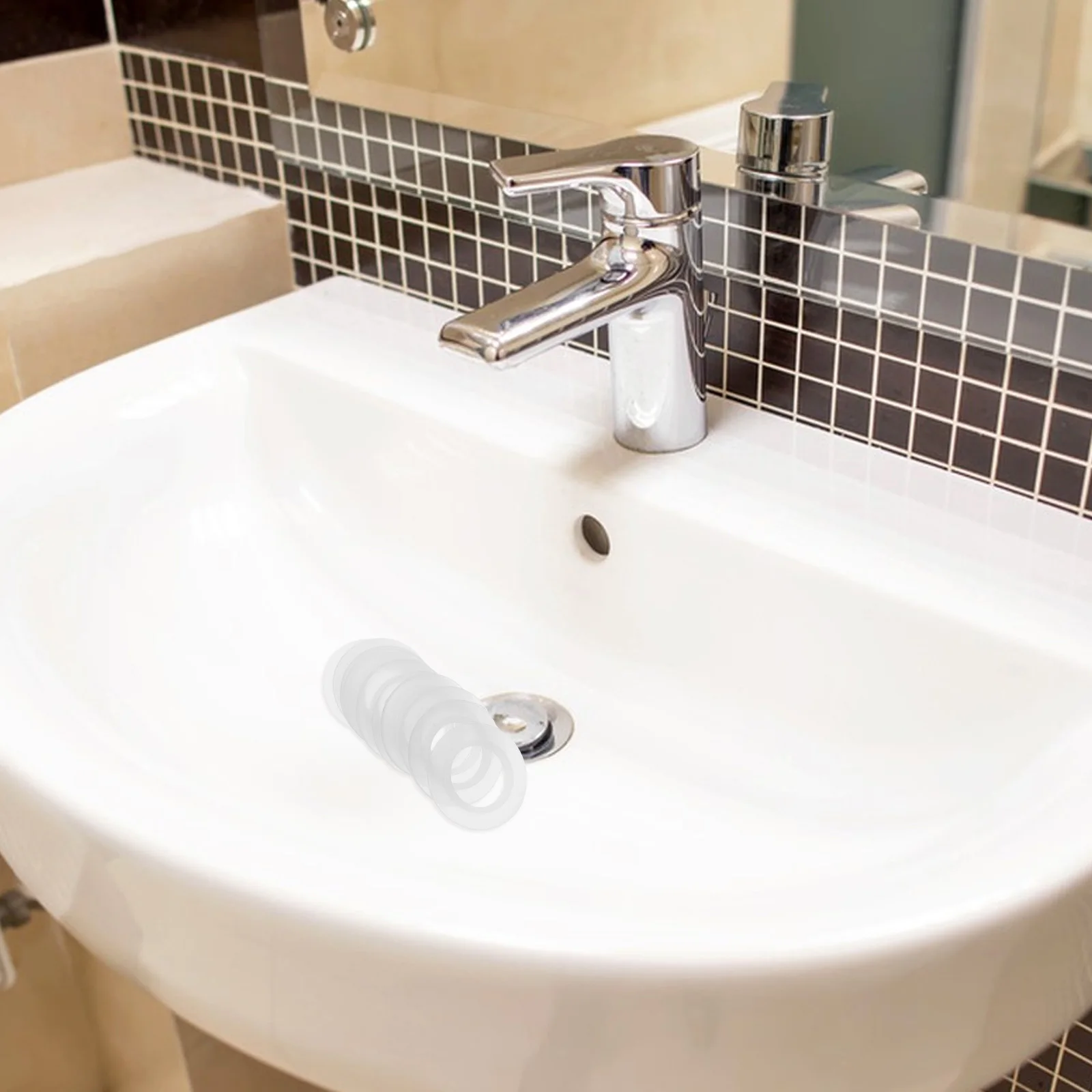 

10 pcs Silicone Seal Ring For Pushtype Popup Wash Basin Drain Stopper Gasket Waterproof Bathtub Overflow Drain Cover Replacement