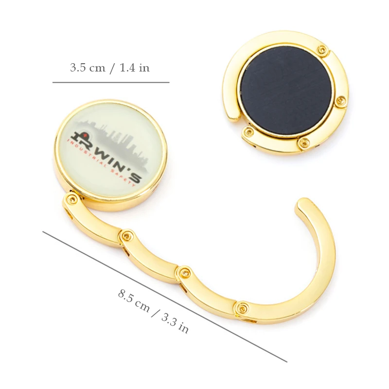 Personalized Rose Gold Purse Hooks Custom Logo Handbag Hook for Table Promotional Gifts Metal Bag Hangers, 40 Pieces