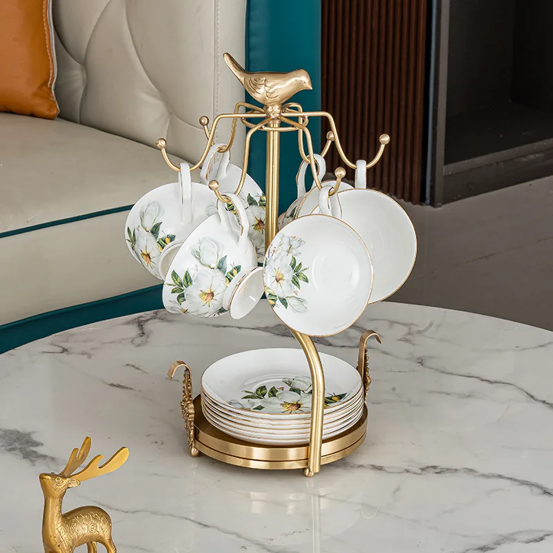 

Brass Bird Coffee Cup Holder Modern Simple Living Room Dining Table Water Cup Shelf Kitchen Cup Storage Hanger