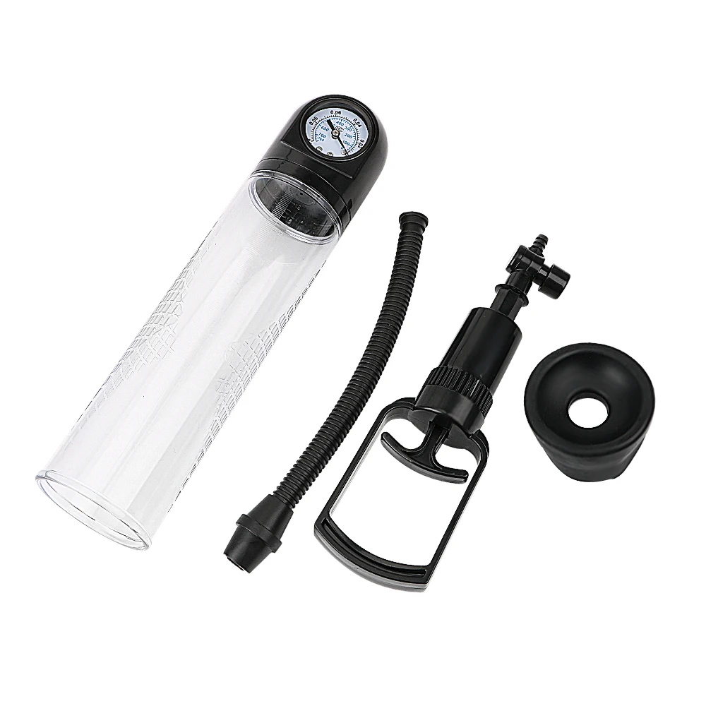 Juguetes sexuales para hombres, masturbación masculina erótica, erección, agrandamiento del pene con manómetro, bomba de vacío, bomba para pene