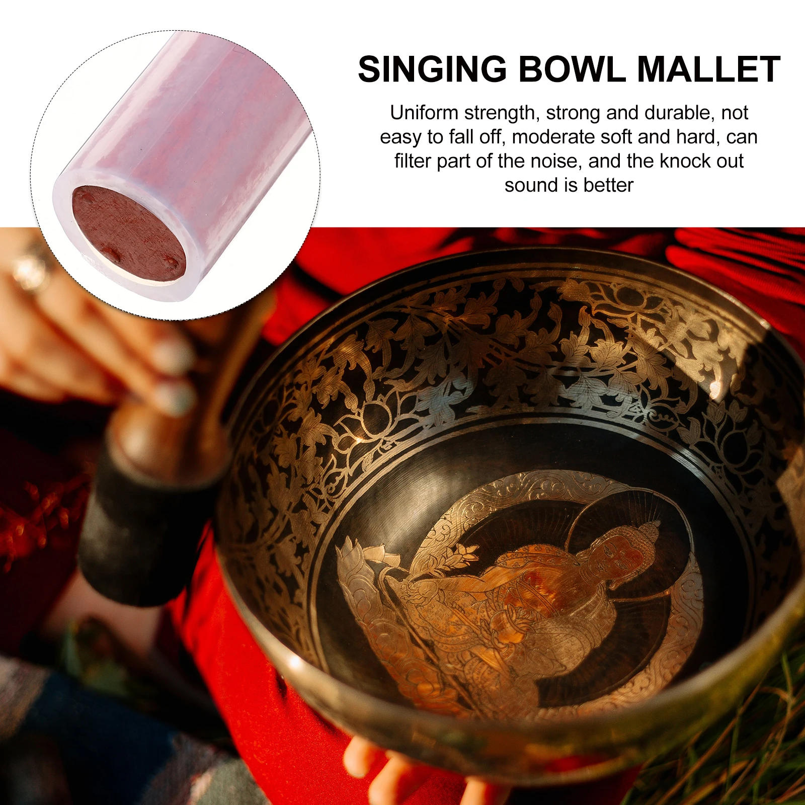 

1pc Crystal Singing Bowl Percussion Stick Sound Therapy Instrument Rubber Universal Rapping Accessories Musical Buddha Gift