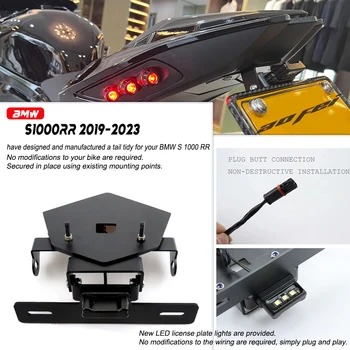 For BMW S1000R S1000RR 2019-2023 M1000RR 2021 2022 2023 Motorcycle License Plate Holder Frame With LED Light Accessories S1000R