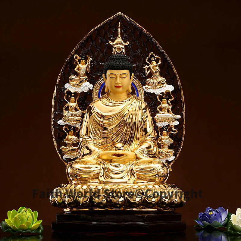 57cm large TOP high grade HOME temple 2025 gold plating Sakyamuni Amitabha buddha altar Paradise nirvana Elysian Fields