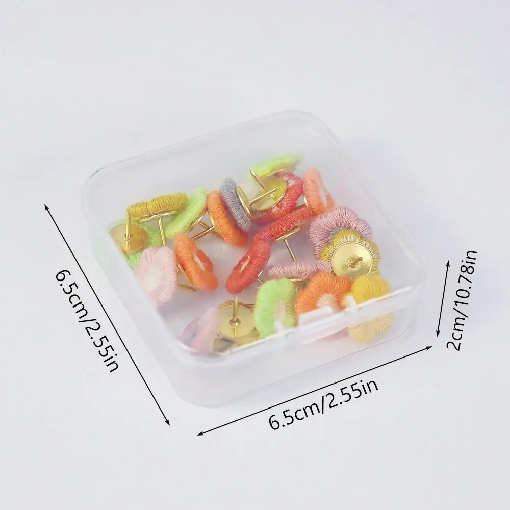 20/30/50Pcs Portable Creative Embroidery Flower Pushpins 3D DIY Board Push Pin with Box Reusable Thumb Tacks Photo Wall Decor
