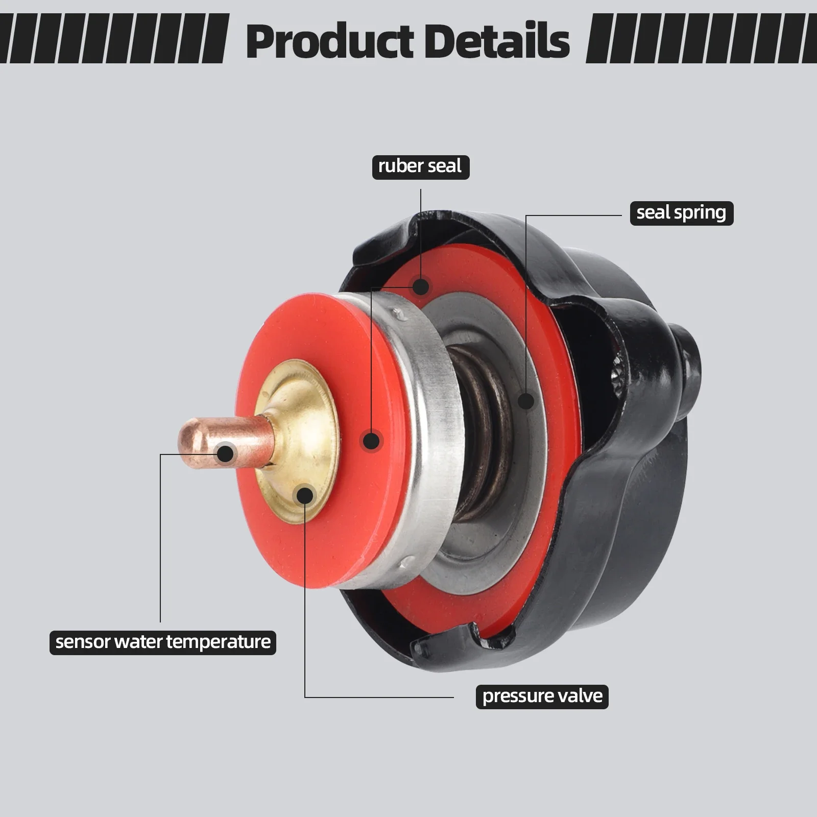 Tampa do radiador de alta pressão com medidor de temperatura, Honda, Yamaha, Kawasaki, Suzuki, Polaris, guarda florestal, motocicleta, ATV, 1,8 bar, 25,6 psi