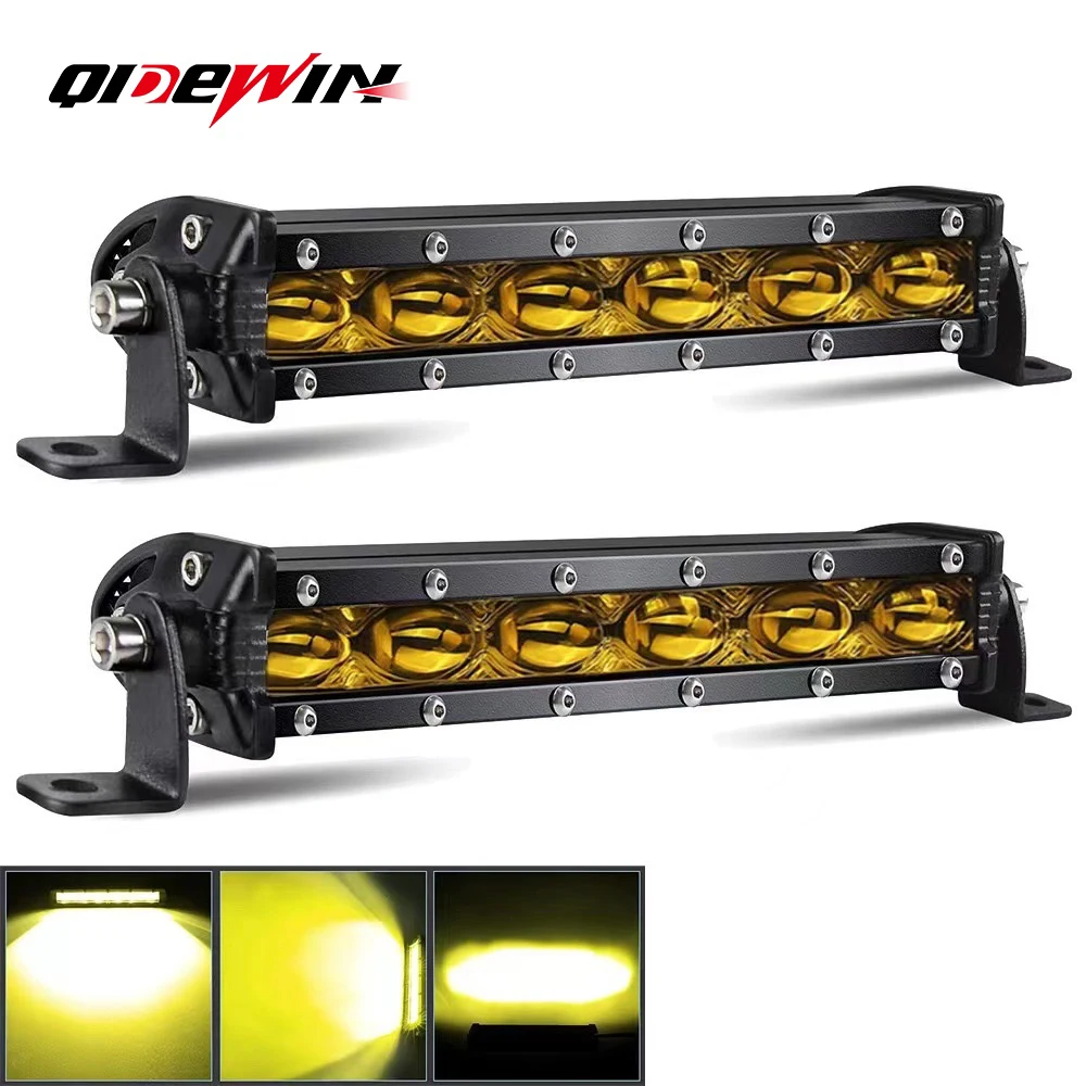 Barra de Luz LED Súper Brillante 12V 24V, Foco LED, Luz de Trabajo Todoterreno, Luz de Trabajo LED con Haz de Luz Blanca y Amarilla