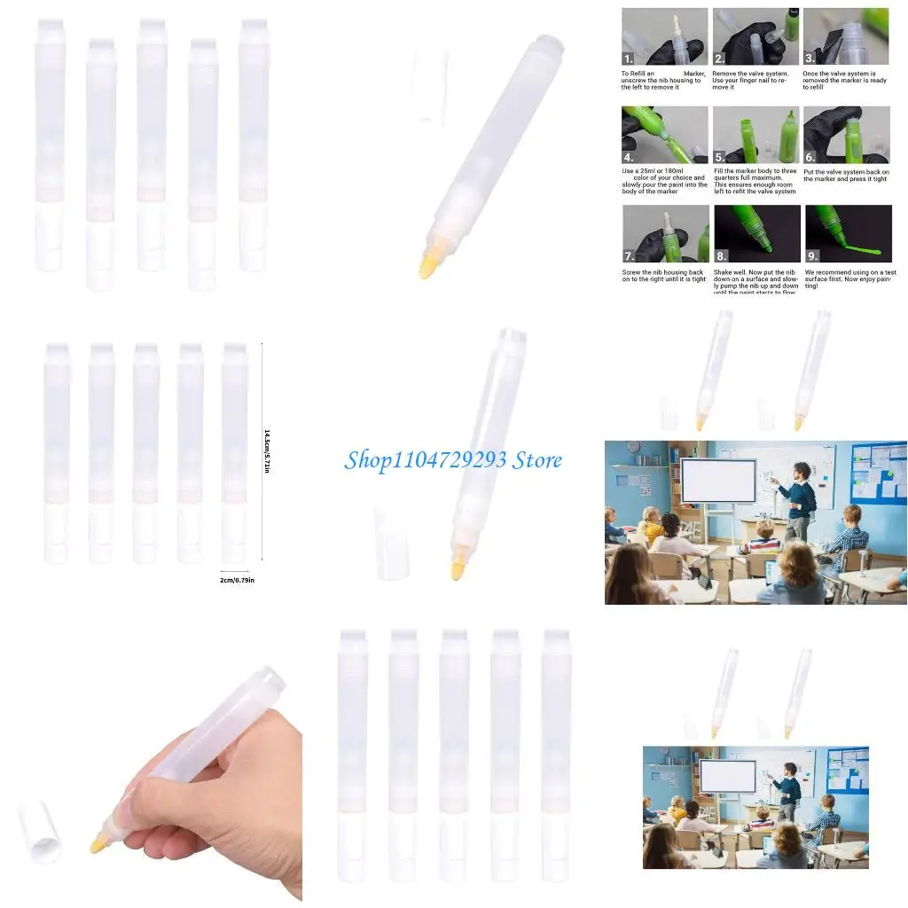 

Y2GD Artist Quality 5Pack Refillable Craft Pen Smooth Nylons Brush Tip