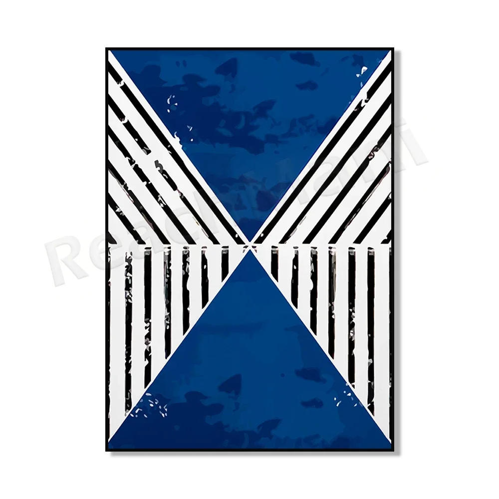 

Navy blue period poster abstract modern minimalist aesthetic blue wall art canvas painting living room decor room