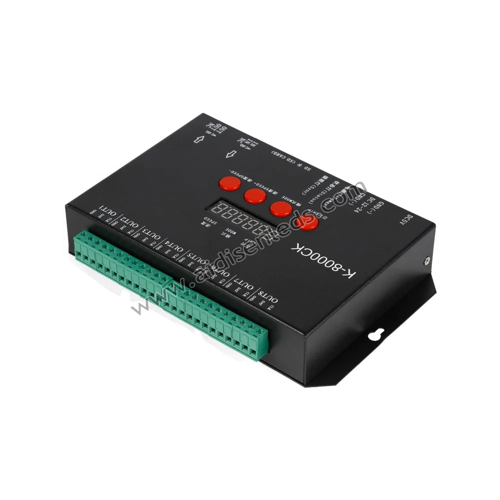 K-8000CK 8 منافذ مخرج DC5v/12v/24v قابل للبرمجة RGB بكسل أضواء LED تحكم ل SPI LED بكسل ضوء