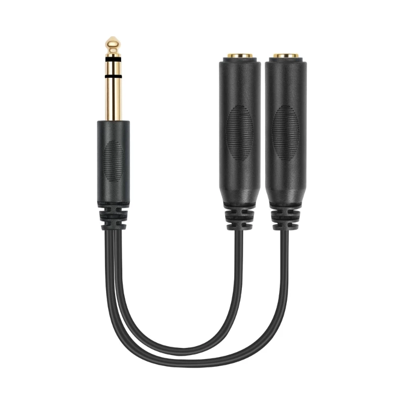 1/4inch TRS Stereo Splitter Y Cable Two Devices Simultaneously for Music Enthusiasts Music Connectors