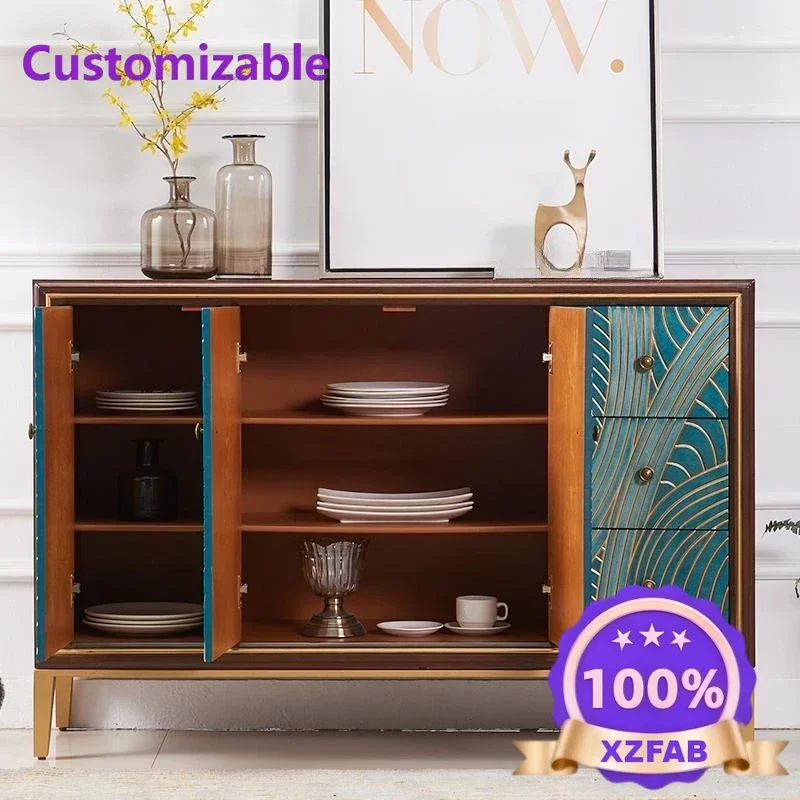 Factory Direct 2026 Entrance cabinet, light luxury style living room partition cabinet, solid wood sideboard, American foyer