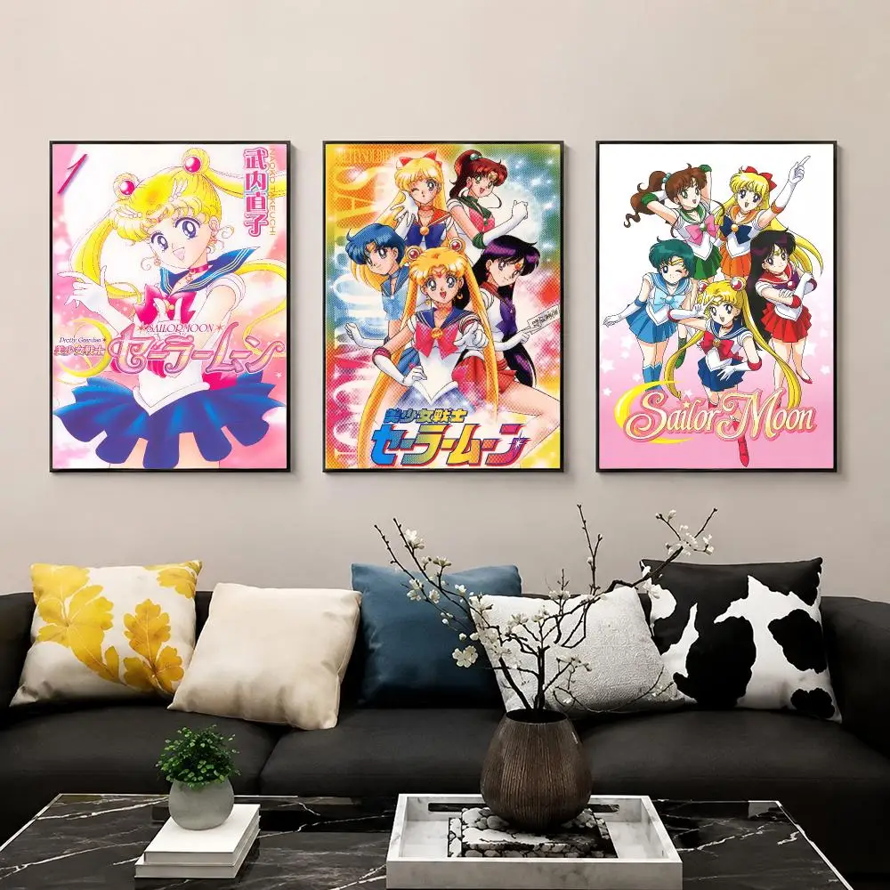 Classic Anime S-Sailor M-Moon Poster HD Wall Art Print for Bedroom Living Room Office Bar Modern Aesthetic Home Decor