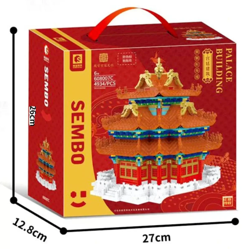 SEMBO Corner Building Blocks China Forbidden City Model Series Large Size Ornaments Kawaii Assembly  Birthday Gift