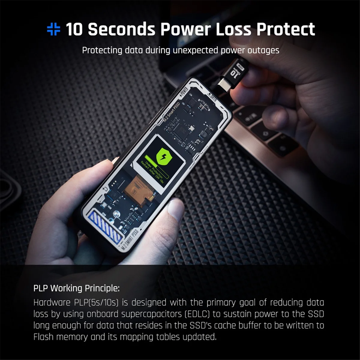 AA87C Smart 2280 M.2 NVMe SSD Gabinete Cyber Design Explorer Edition com Display LCD Max 10GBps Tipo-C Prata