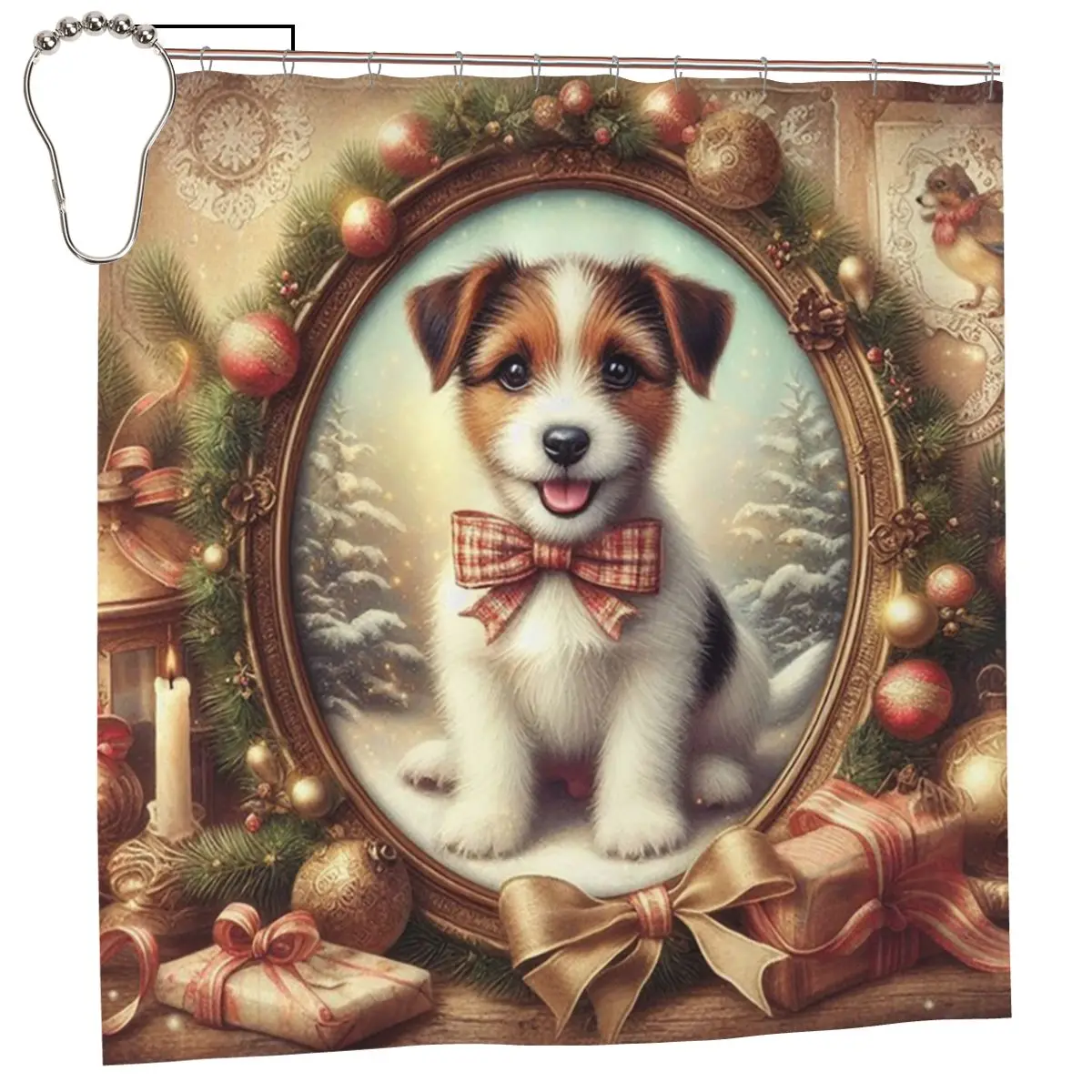 Terrier, Jack Russell Shower Curtain Bathroom Polyester Waterproof Bath Curtains with Hooks