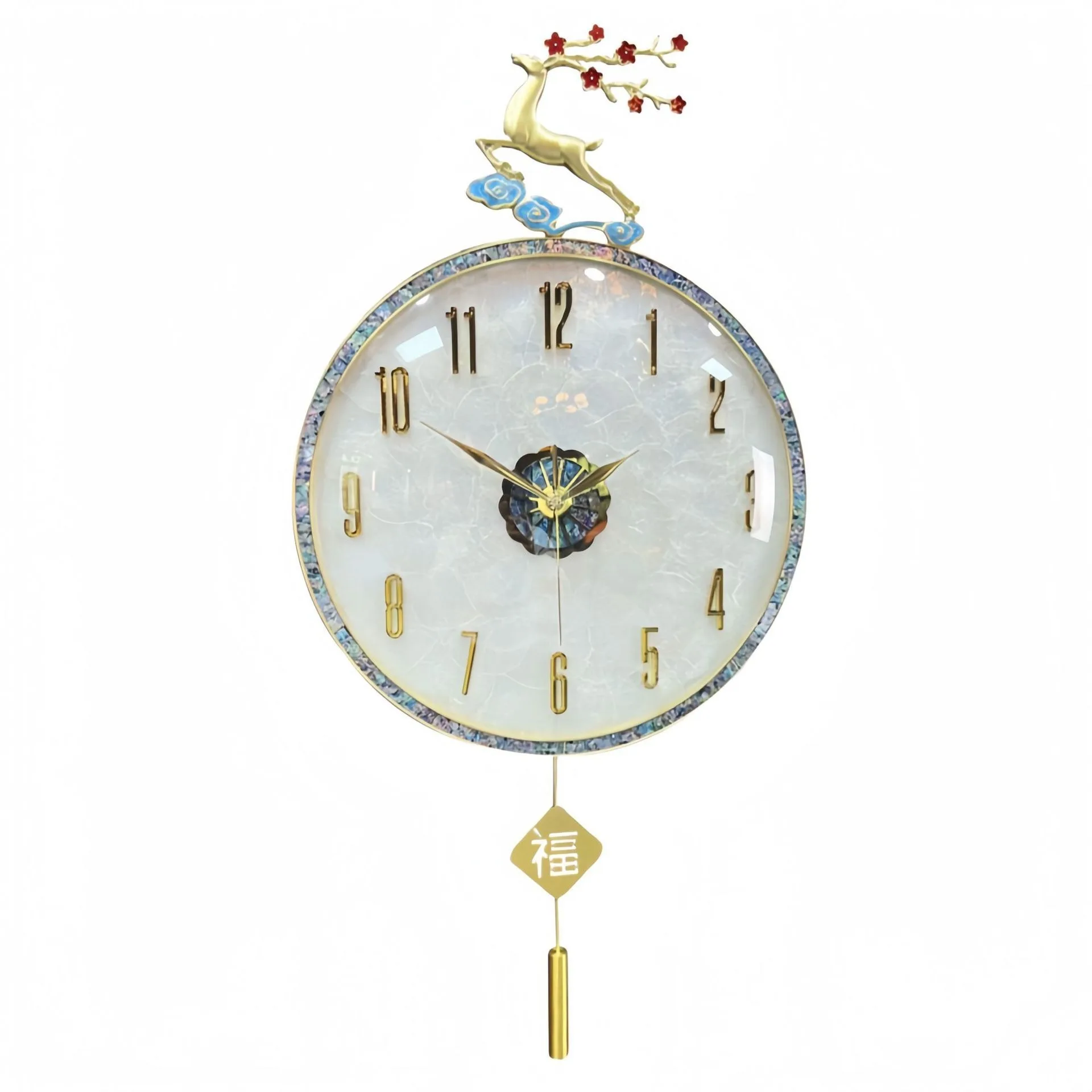 

Shell metal wall clock, light luxury in the living room, silent fashion quartz clock in the home study