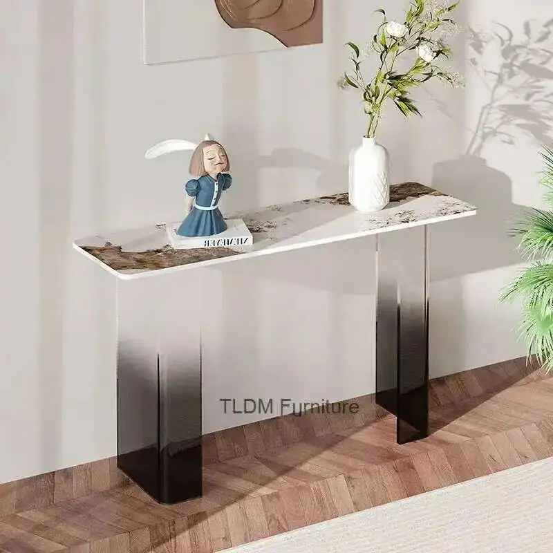 

Acrylic Console Table Bar Wall Entrance Gradient Table Simple Sintered Stone Coffee Tables Decoration Semi-round End View Table