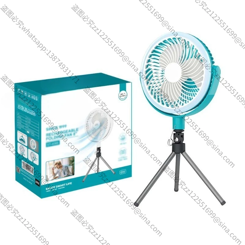 مناسبة لمروحة سطح المكتب الصغيرة وسهلة الحمل مقاس 8 بوصات من النوع C/USB مع ضوء LED #2