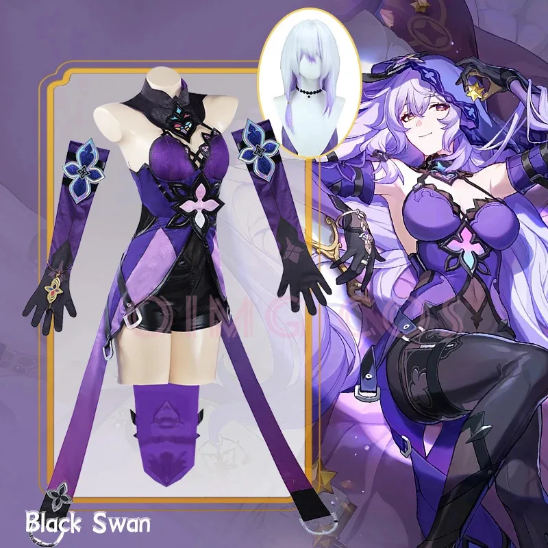 Sky05 Black Swan Cosplay Costume Honkai Star Rail Carnival Uniform Wig Anime Halloween Costumes Men Game Character Outfits99Ji*