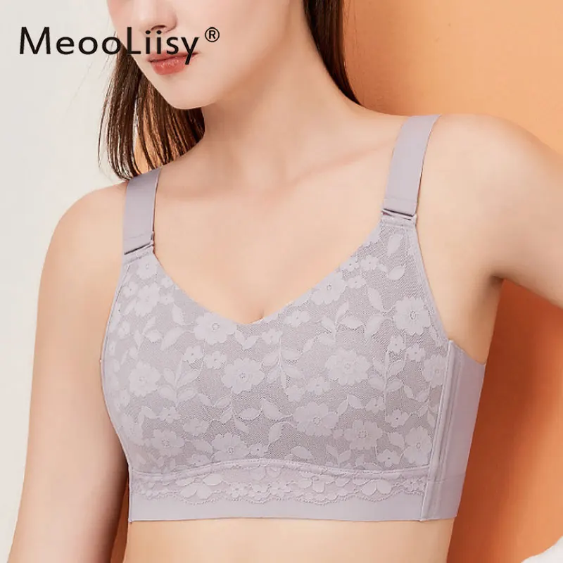 

MeooLiisy Plus Size 3XL Lace Minimizer Lingerie for Women Thin Cup No Wire Bras Lady Seamless Full Coverage Brassiere