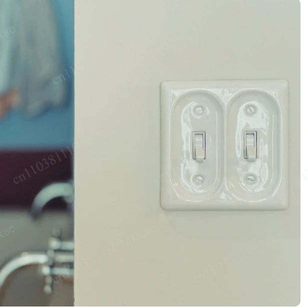 American Retro Ceramic White Switch Socket 120 Type Double Opening Lever Single Control Dual Control view 6