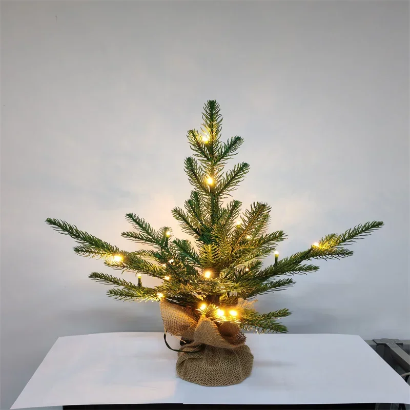 Small Christmas Tree 45cm/60cm PVC Plush Home Christmas Party Atmosphere Christmas Tree with Lights Home High Beauty Decoration