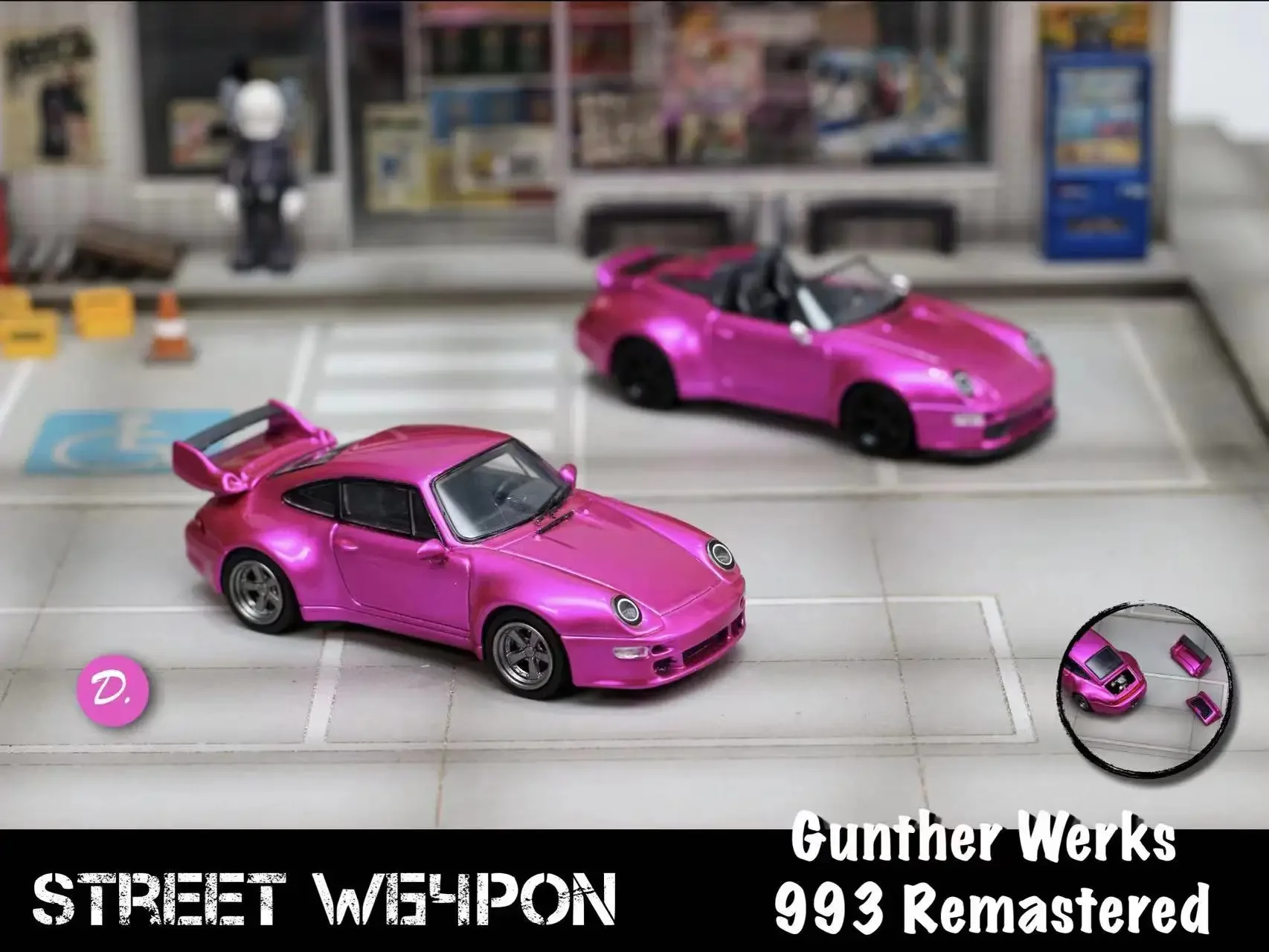 **Pre-order **SW 1:64 Gunther Werks 993 Remastered Pink /Dark Night Purple Diecast Model Car