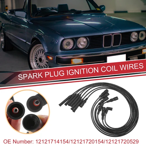 UXCELL 7 piezas Cable de bujía Cable de bobina de encendido No. 12121714154   para BMW Serie 3 1986